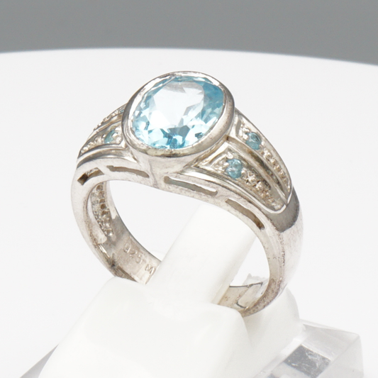 925 Silber Damenring – Blautopas