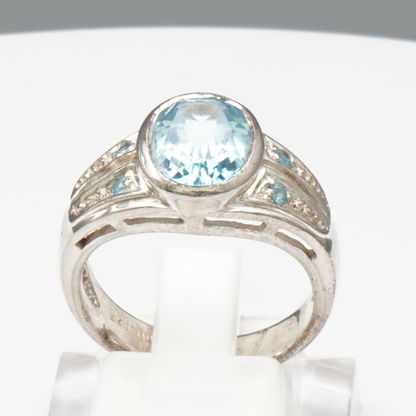 925 Silber Damenring – Blautopas