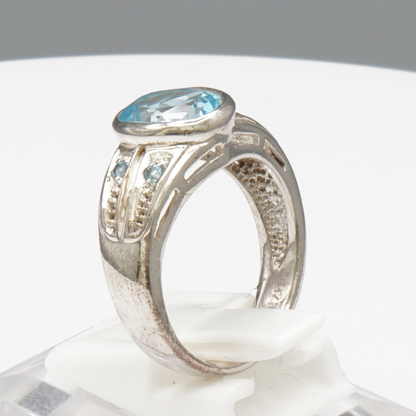 925 Silber Damenring – Blautopas