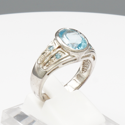 925 Silber Damenring – Blautopas