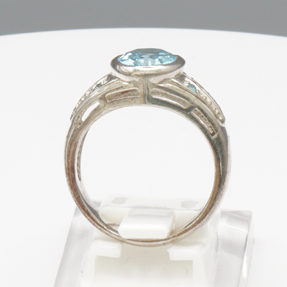 925 Silber Damenring – Blautopas