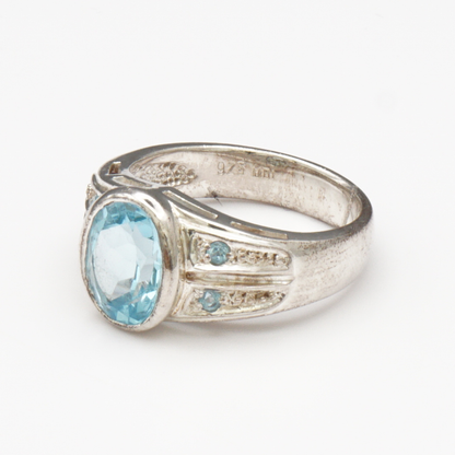 925 Silber Damenring – Blautopas