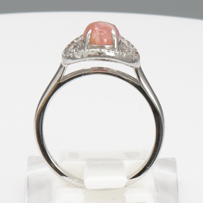 925 Silber Damenring mit natürlichem  Rhodochrosit  und Weißtopas