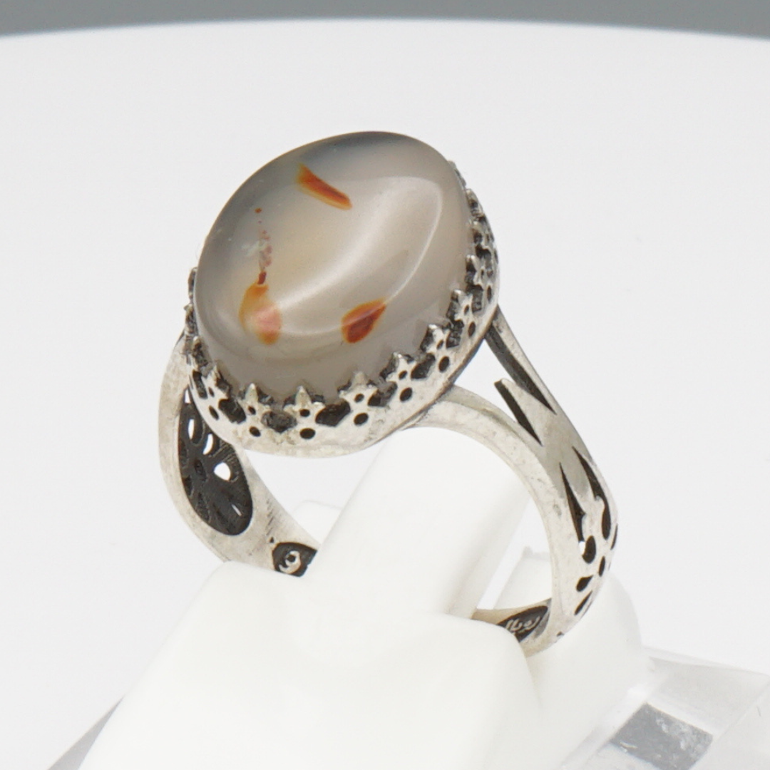 925 Silber Damen Ring mit Jemen Achat - Aqeeq Yamani