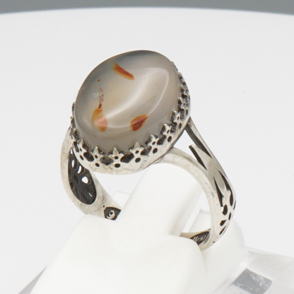 925 Silber Damen Ring mit Jemen Achat - Aqeeq Yamani