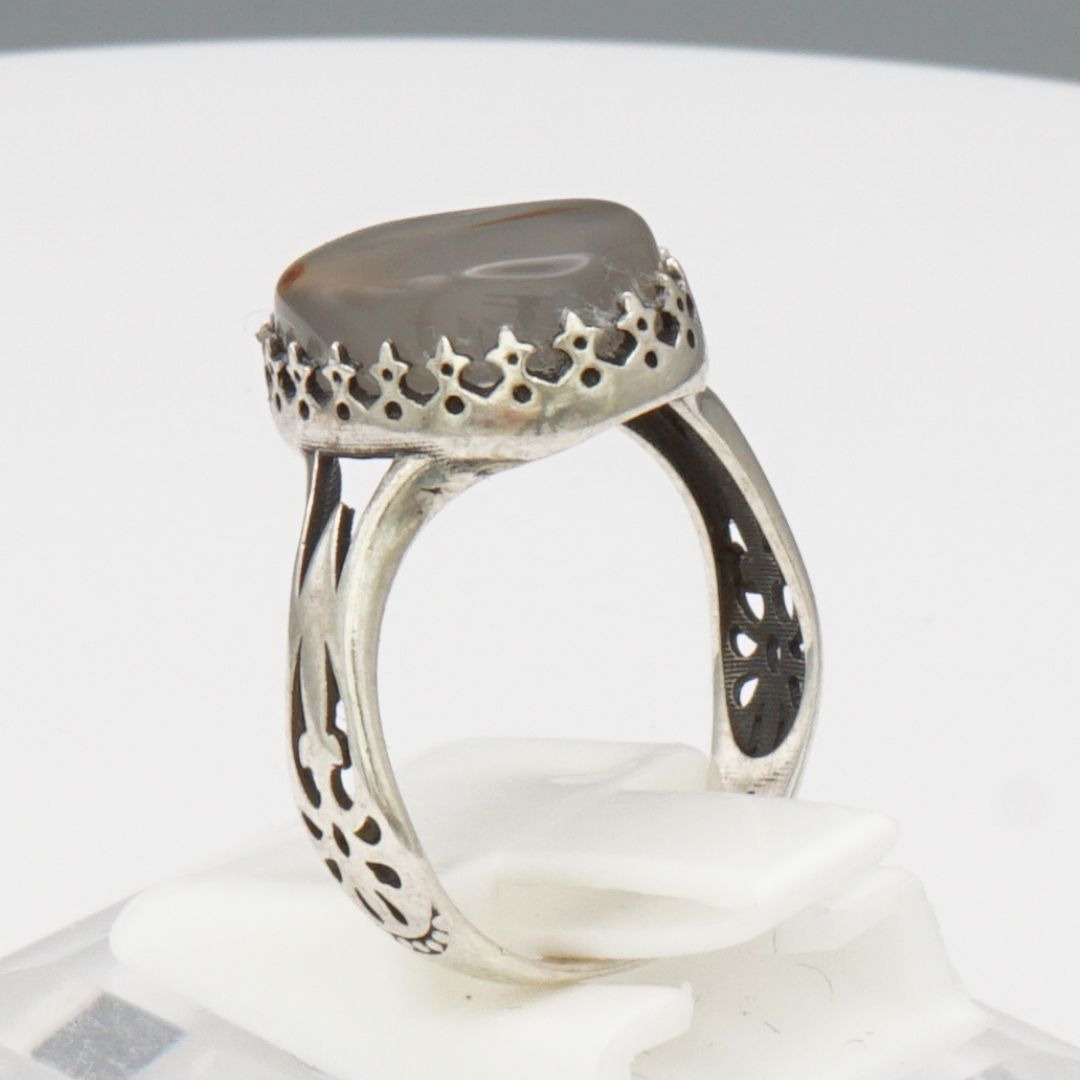 925 Silber Damen Ring mit Jemen Achat - Aqeeq Yamani