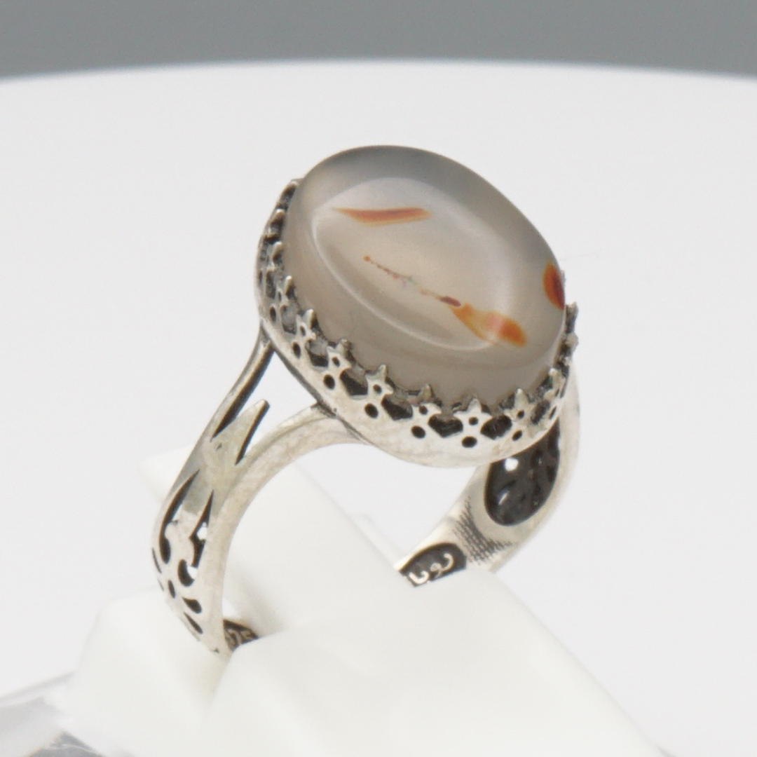 925 Silber Damen Ring mit Jemen Achat - Aqeeq Yamani
