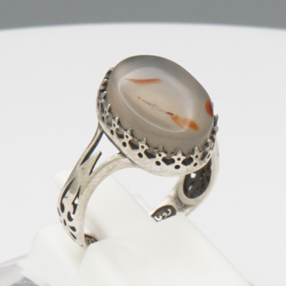 925 Silber Damen Ring mit Jemen Achat - Aqeeq Yamani