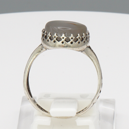 925 Silber Damen Ring mit Jemen Achat - Aqeeq Yamani