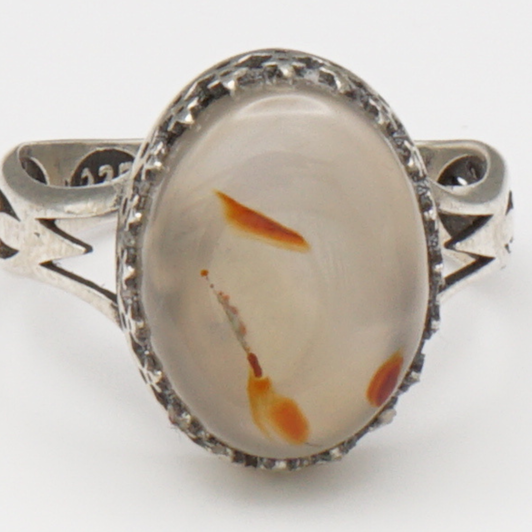 925 Silber Damen Ring mit Jemen Achat - Aqeeq Yamani