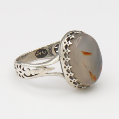 925 Silber Damen Ring mit Jemen Achat - Aqeeq Yamani