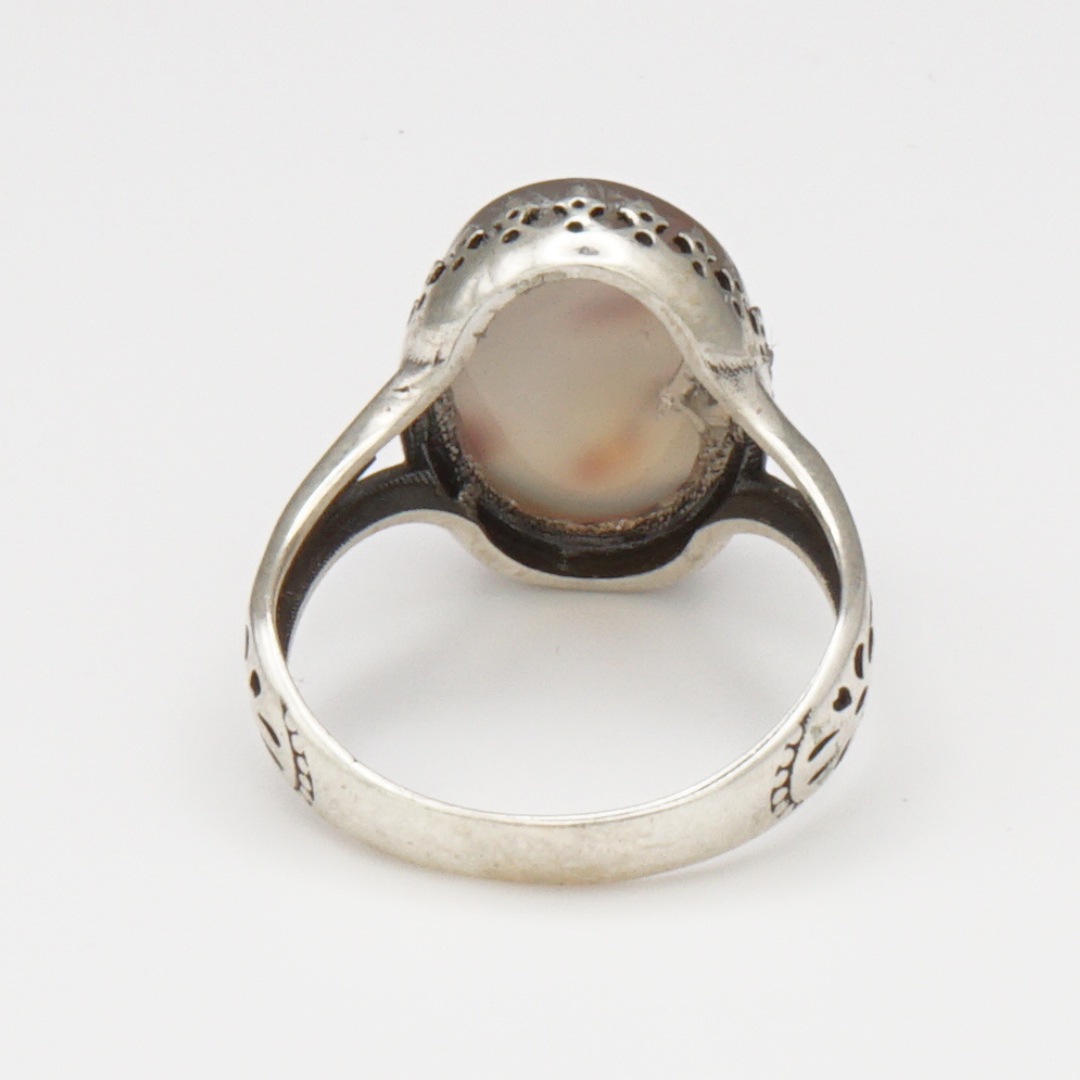 925 Silber Damen Ring mit Jemen Achat - Aqeeq Yamani