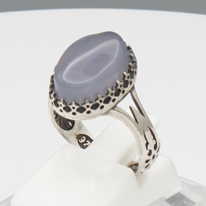 925 Silber Damen Ring mit Jemen Achat - Aqeeq Yamani