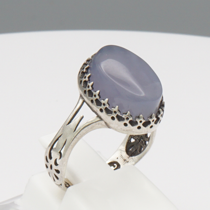 925 Silber Damen Ring mit Jemen Achat - Aqeeq Yamani
