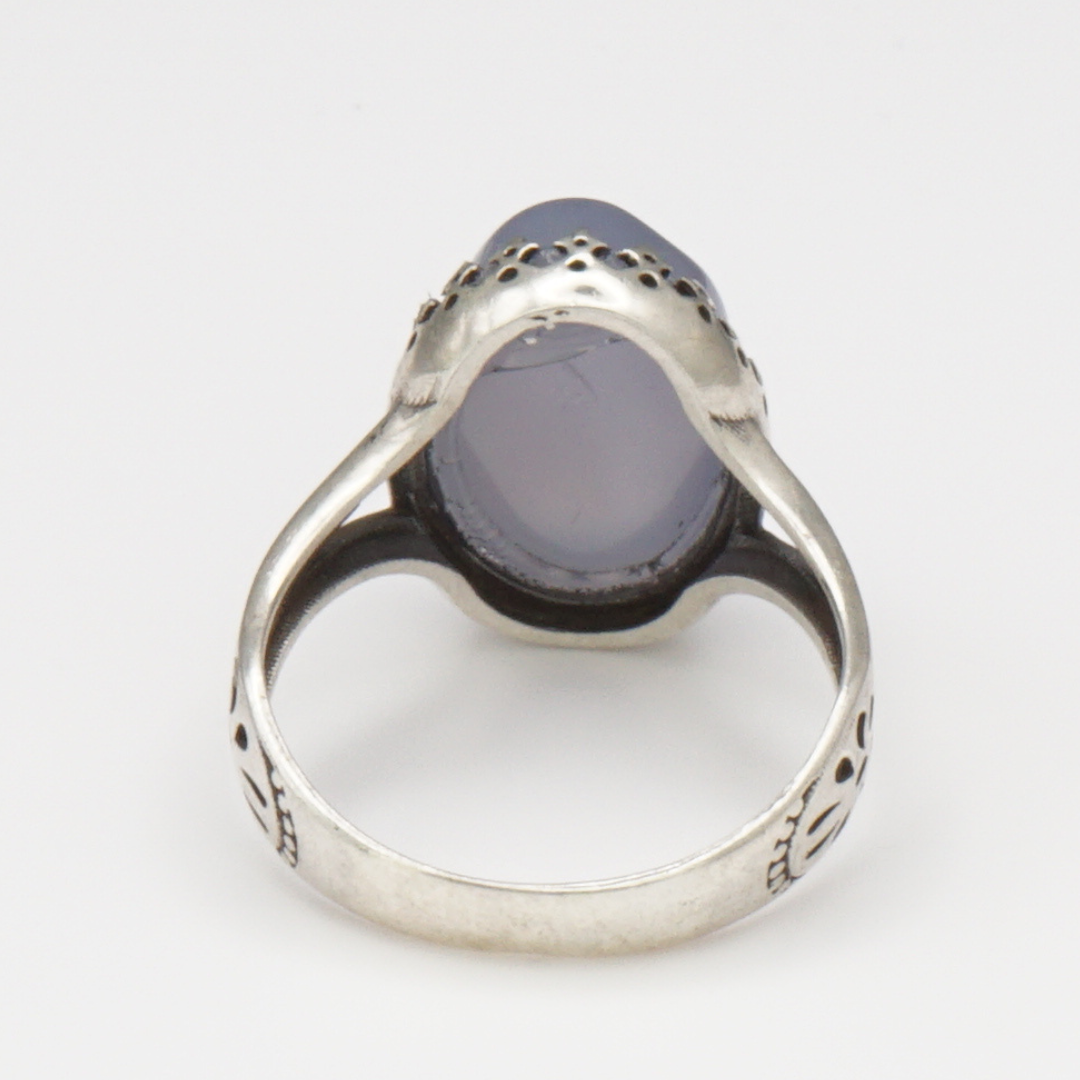 925 Silber Damen Ring mit Jemen Achat - Aqeeq Yamani