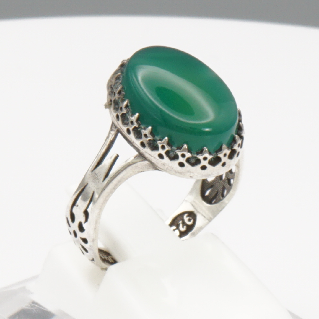 925 Silber Damen Ring mit Jemen Achat - Aqeeq Khorrasani