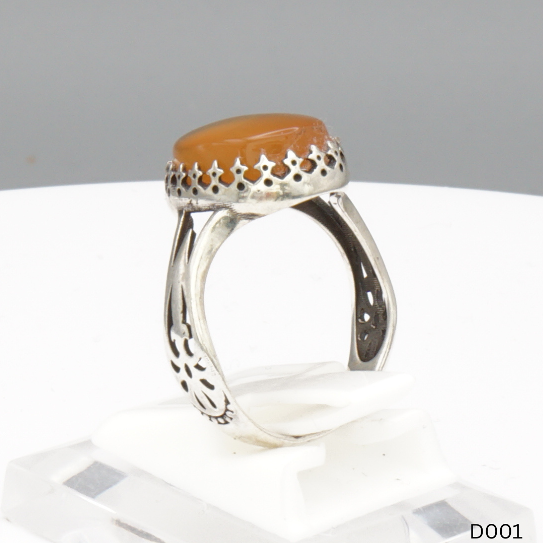 925 Silber Damen Ring mit Jemen Achat - Aqeeq Yamani