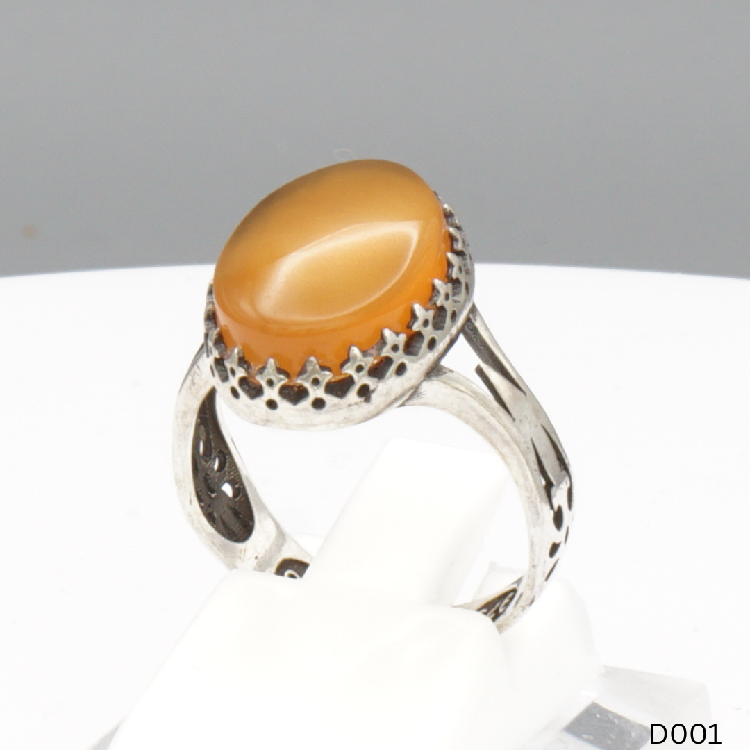 925 Silber Damen Ring mit Jemen Achat - Aqeeq Yamani