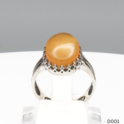925 Silber Damen Ring mit Jemen Achat - Aqeeq Yamani
