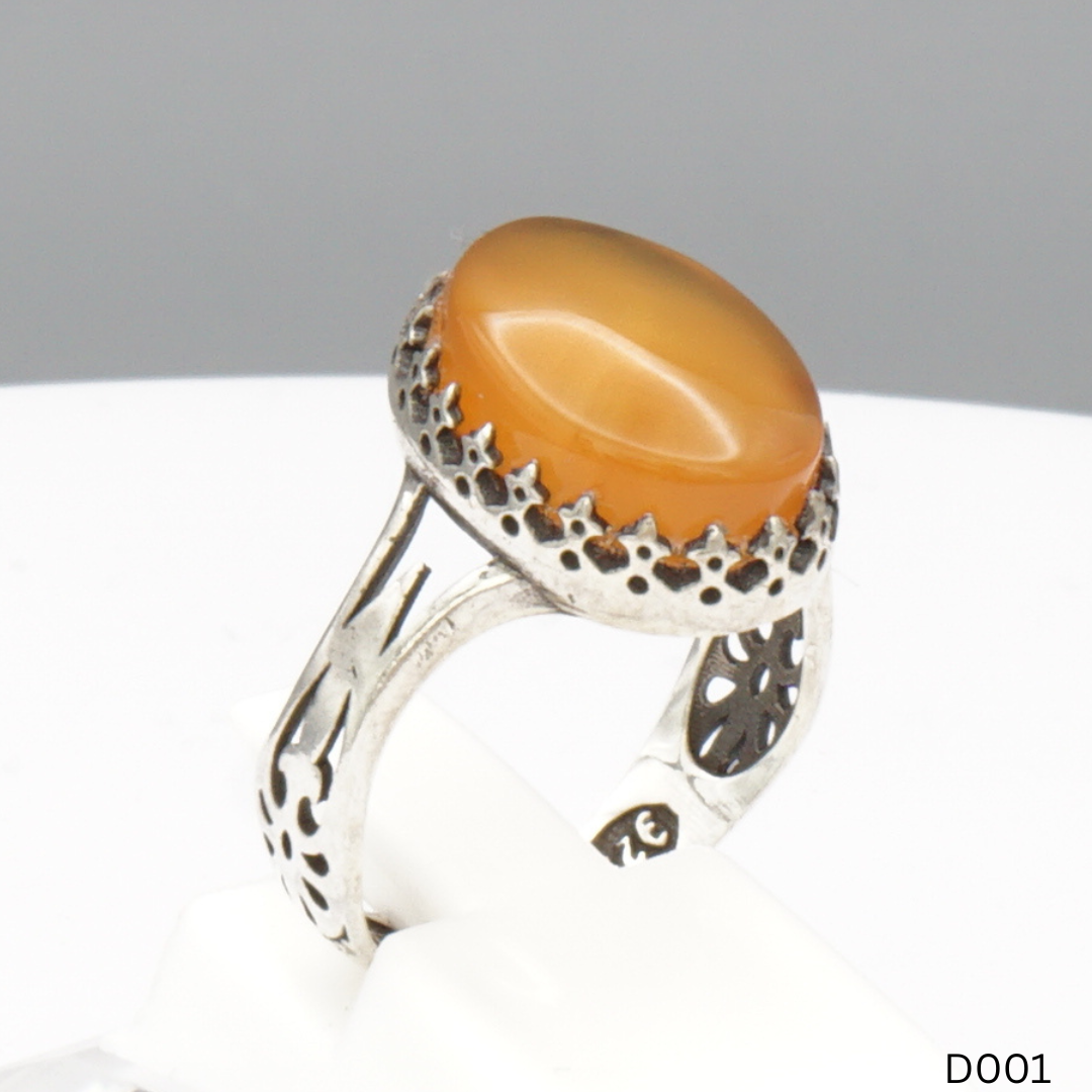 925 Silber Damen Ring mit Jemen Achat - Aqeeq Yamani