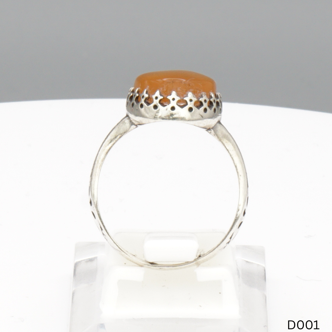 925 Silber Damen Ring mit Jemen Achat - Aqeeq Yamani