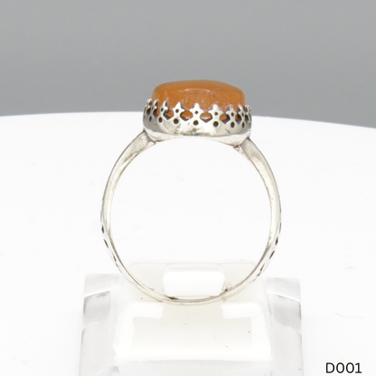 925 Silber Damen Ring mit Jemen Achat - Aqeeq Yamani