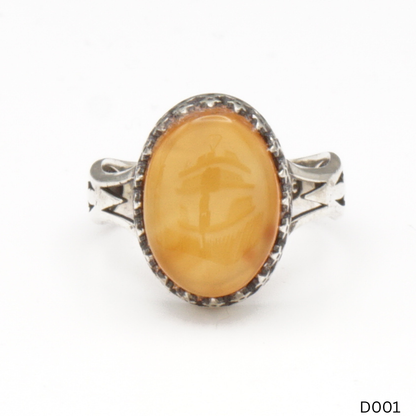 925 Silber Damen Ring mit Jemen Achat - Aqeeq Yamani