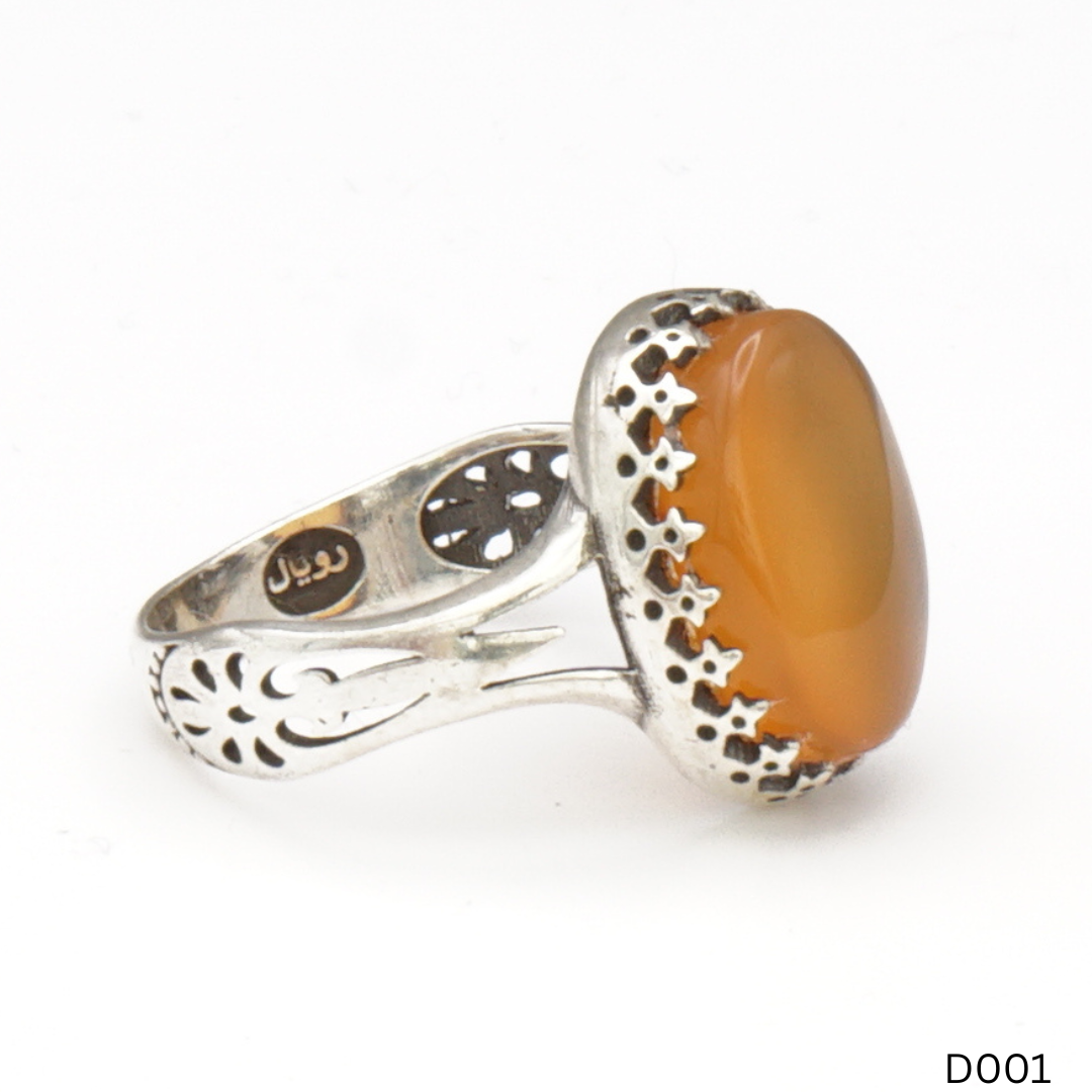 925 Silber Damen Ring mit Jemen Achat - Aqeeq Yamani