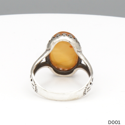 925 Silber Damen Ring mit Jemen Achat - Aqeeq Yamani