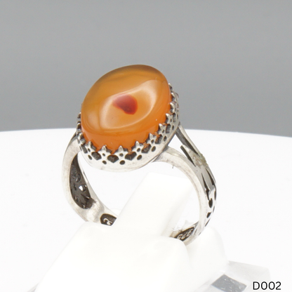 925 Silber Damen Ring mit Jemen Achat - Aqeeq Yamani