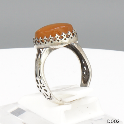 925 Silber Damen Ring mit Jemen Achat - Aqeeq Yamani