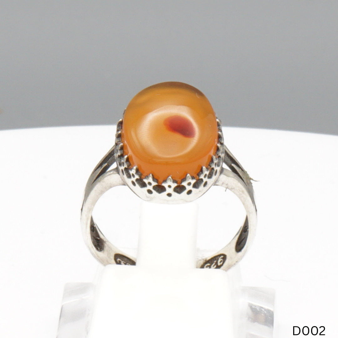 925 Silber Damen Ring mit Jemen Achat - Aqeeq Yamani
