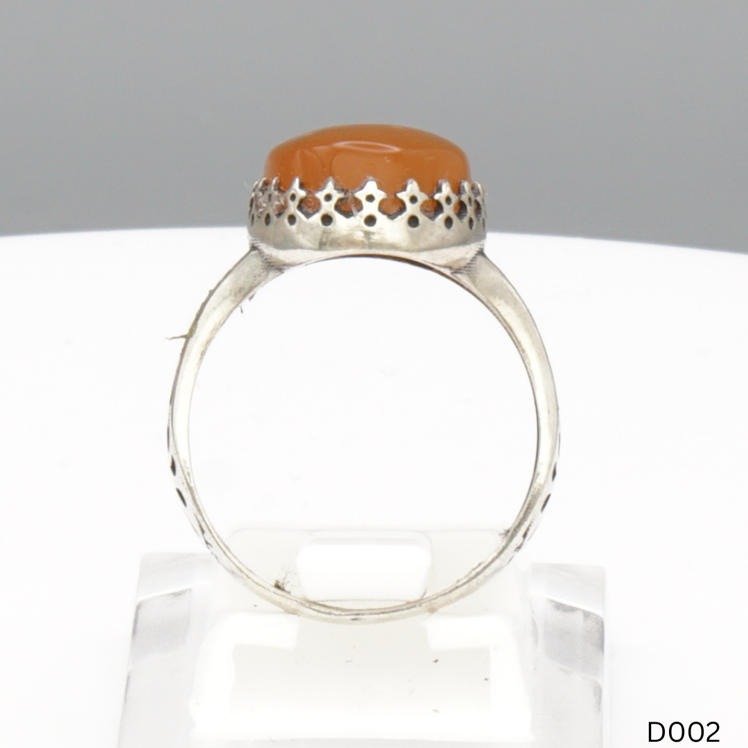 925 Silber Damen Ring mit Jemen Achat - Aqeeq Yamani