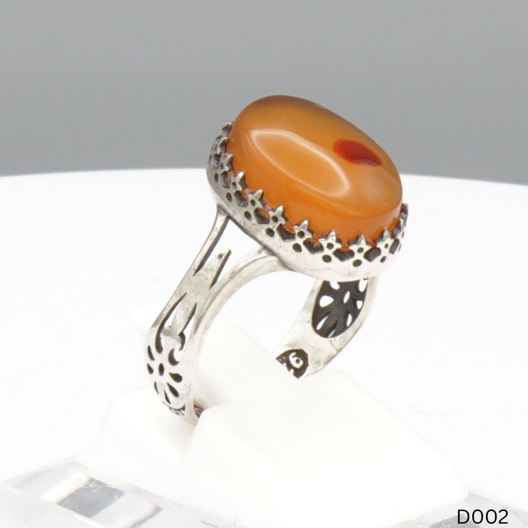 925 Silber Damen Ring mit Jemen Achat - Aqeeq Yamani