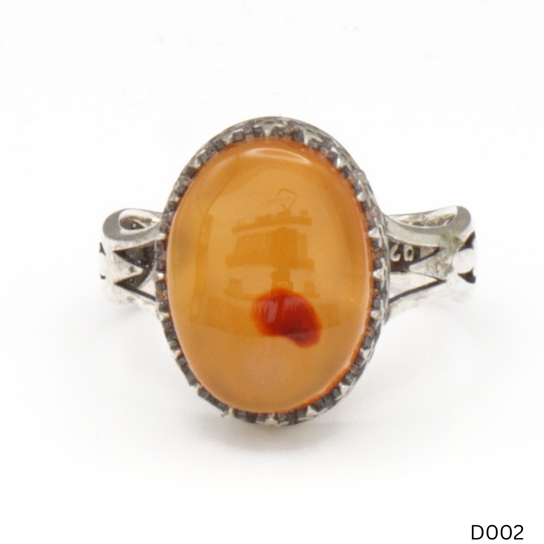 925 Silber Damen Ring mit Jemen Achat - Aqeeq Yamani