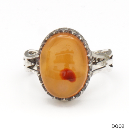 925 Silber Damen Ring mit Jemen Achat - Aqeeq Yamani
