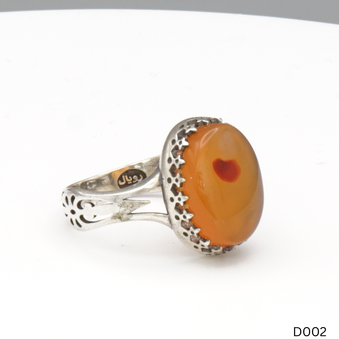 925 Silber Damen Ring mit Jemen Achat - Aqeeq Yamani