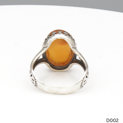 925 Silber Damen Ring mit Jemen Achat - Aqeeq Yamani