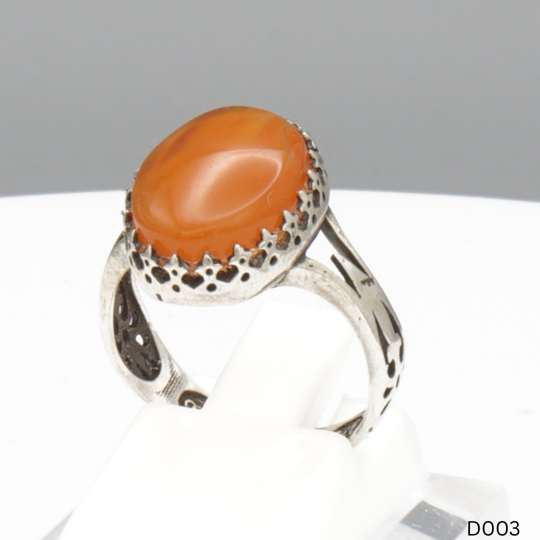 925 Silber Damen Ring mit Jemen Achat - Aqeeq Yamani