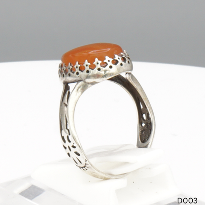 925 Silber Damen Ring mit Jemen Achat - Aqeeq Yamani