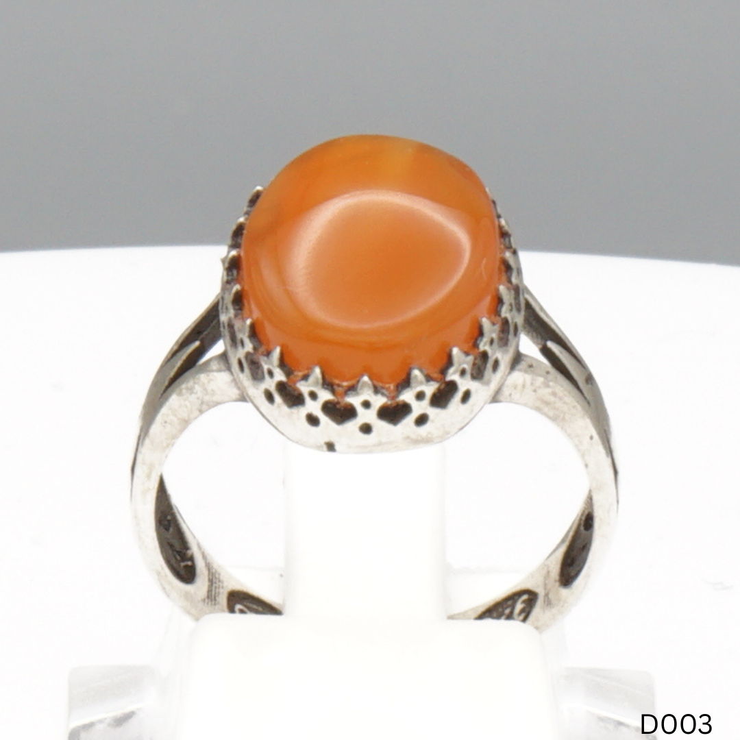 925 Silber Damen Ring mit Jemen Achat - Aqeeq Yamani