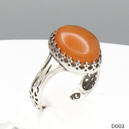 925 Silber Damen Ring mit Jemen Achat - Aqeeq Yamani
