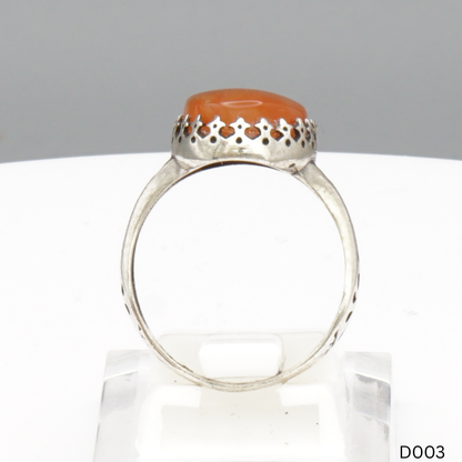 925 Silber Damen Ring mit Jemen Achat - Aqeeq Yamani