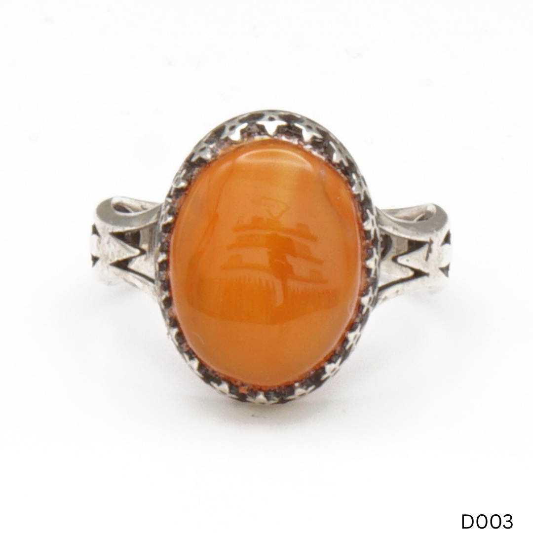 925 Silber Damen Ring mit Jemen Achat - Aqeeq Yamani