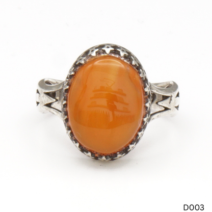925 Silber Damen Ring mit Jemen Achat - Aqeeq Yamani