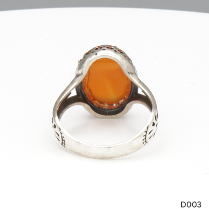 925 Silber Damen Ring mit Jemen Achat - Aqeeq Yamani