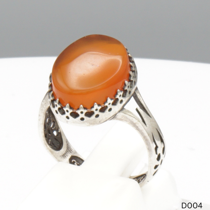 925 Silber Damen Ring mit Jemen Achat - Aqeeq Yamani