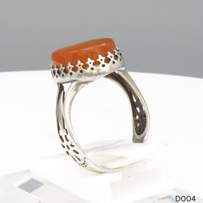 925 Silber Damen Ring mit Jemen Achat - Aqeeq Yamani