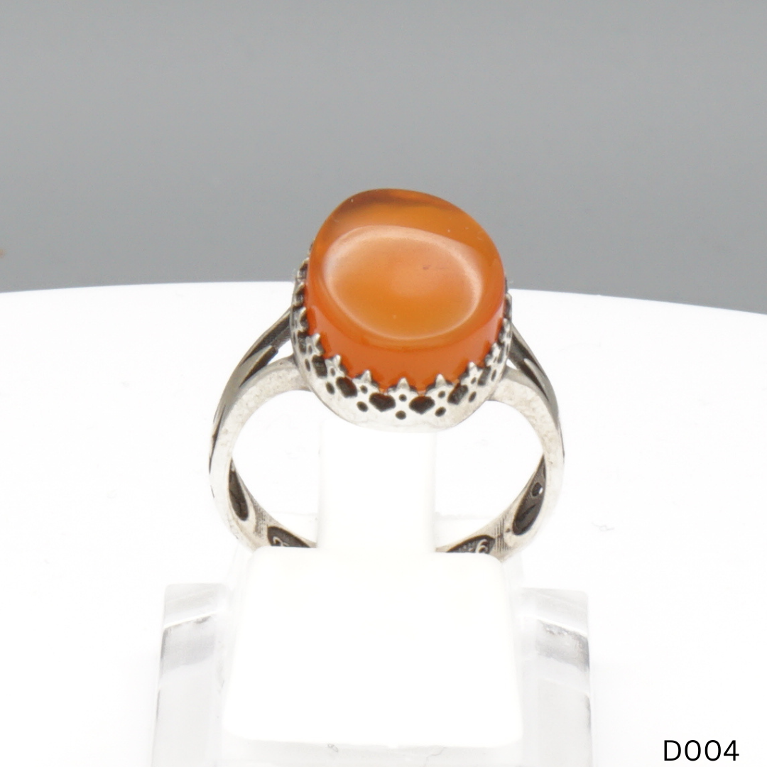 925 Silber Damen Ring mit Jemen Achat - Aqeeq Yamani