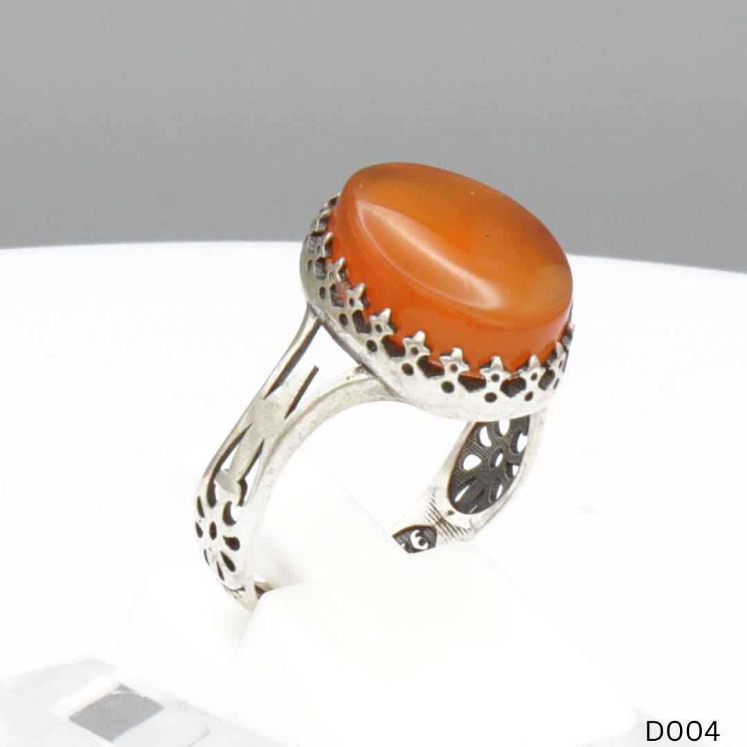 925 Silber Damen Ring mit Jemen Achat - Aqeeq Yamani